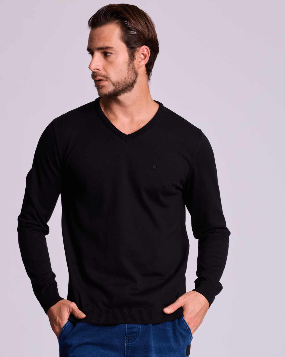 BLUSA MASCULINA DE TRICÔ DECOTE V
